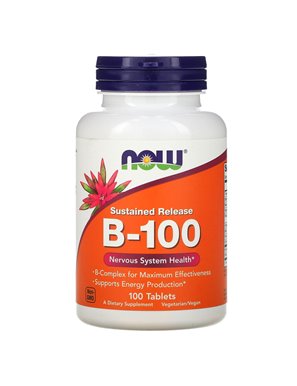 NOW Foods, B-100 mit verzögerter Freisetzung, 100 Tabletten NOW Foods, B-100 mit verzögerter Freisetzung, 100 Tabletten