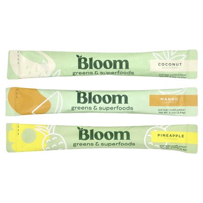 Bloom, Greens &amp Superfoods, Tropical Pack, 18 paczek, 3,6 uncji (102,36 g)