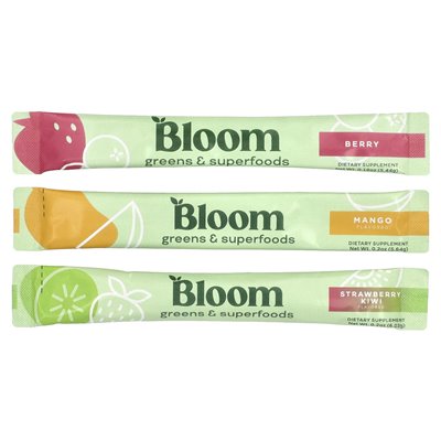 Bloom, Greens &amp Superfoods, Variety Pack, 18 paczek, 3,6 uncji (102,36 g)
