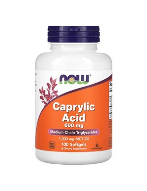 NOW Foods, Caprylic Acid, 600 mg, 100 kapsułek miękkich