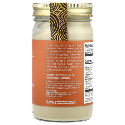 Artisana Bio-Cashewbutter, roh, 14 oz (397 g)