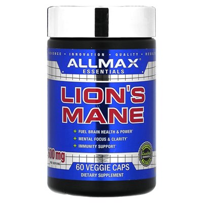 Allmax, Essentials, Lion's Mane, 600 mg, 60 czapek wegetariańskich (300 mg na kapsułkę)