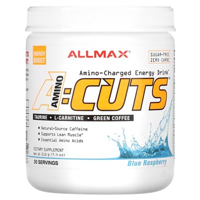 Allmax, Acuts ™, napój energetyczny amino, niebieska malina, 7,4 uncji (210 g)
