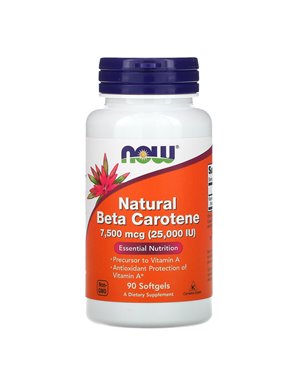 NOW Foods, Naturalny Beta Karoten, 7,500 mcg (25,000 IU), 90 Softgels NOW Foods, Naturalny Beta Karoten, 7,500 mcg (25,000 IU), 90 Softgels