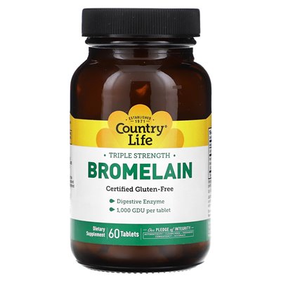 Country Life, Bromelain, dreifache Stärke, 60 Tabletten