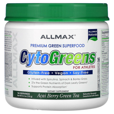 Allmax, Cytogreens® dla sportowców, zielona herbata Acai Berry, 4,4 uncji (125 g) Allmax, Cytogreens® dla sportowców, zielona herbata Acai Berry, 4,4 uncji (125 g)