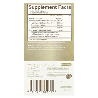 Ageless Foundation Laboratories, Ultraderm Gold, Natural Collagen Booster with patented BioCell collagen, 60 capsules