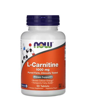 NOW Foods, L-Carnitin, 1000 mg, 50 Tabletten NOW Foods, L-Carnitin, 1000 mg, 50 Tabletten