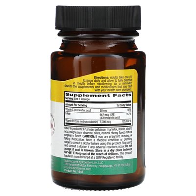Country Life, Methyl B12, Beere, 3000 MCG, 50 Saugnäpfe