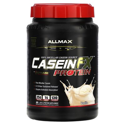 Allmax, Casein-FX ™, 100% białko micelarne kazeiny, wanilia, 2 funty (907 g)