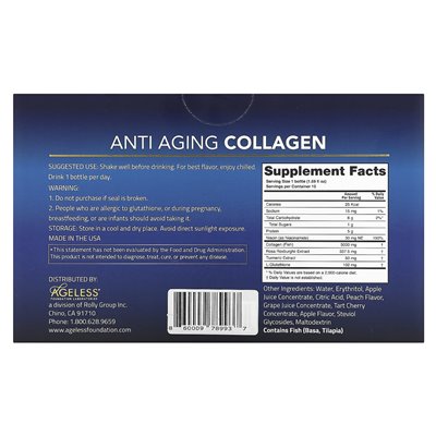 Ageless Foundation Laboratories, Anti Aging Colagen, 10 butelek, 1,69 fl oz (50 ml) Ageless Foundation Laboratories, Anti Aging Colagen, 10 butelek, 1,69 fl oz (50 ml)