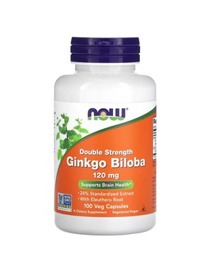 NOW Foods, Podwójna Moc Ginkgo Biloba, 120 mg, 100 Wegetariańskich Kapsułek