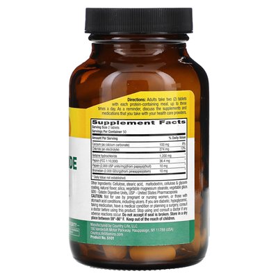 Country Life, Betainhydrochlorid mit Pepsin, 600 mg, 100 Tabletten