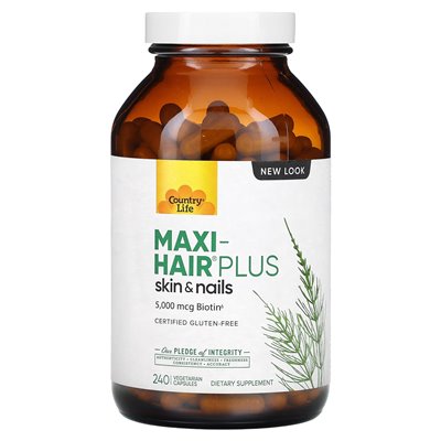 Country Life, Maxi-Hair Plus, 5000 mcg, 240 vegetarian capsules (1250 mcg per capsule)
