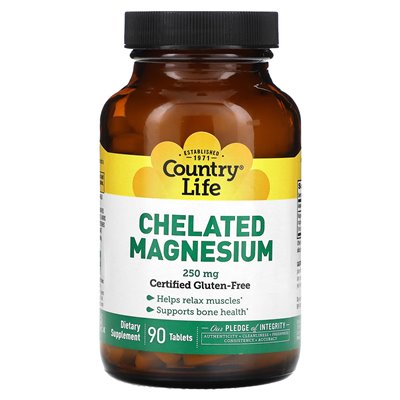 Życie country, chelatowane magnez, 250 mg, 90 tabletek