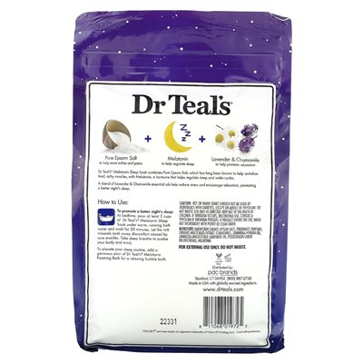 Dr Teal's, Pure Epsom Salt, Melatonin Sleep Botak z mieszanką olejków eterycznych, 3 funtów (1,36 kg)