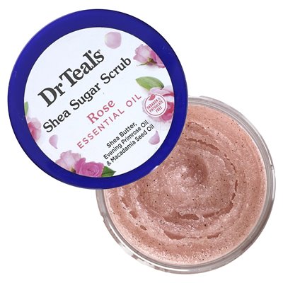 Dr Teal's, Shea Sugar Scrub, Rose Essential Oil, 19 uncji (538 g)