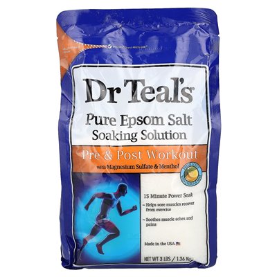 Dr Teal's, Pure Epsom Salt Solution, przed i po treningu, Citrus &amp Mint, 3 funty (1,36 kg)