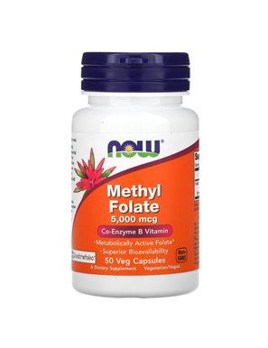 NOW Foods, Methyl Folate, 5,000 mcg, 50 Vegetarian Capsules NOW Foods, Methyl Folate, 5,000 mcg, 50 Vegetarian Capsules