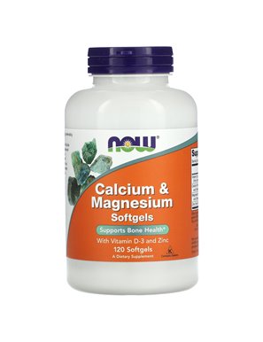 NOW Foods, Kalzium & Magnesium mit Vitamin D3 & Zink, 120 Softgelkapseln