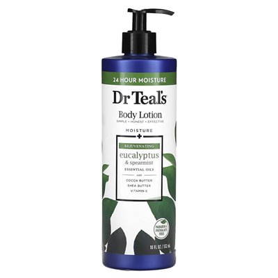 Dr Teal's, Body Lotion, wilgoć + odmładzanie, Eukaliptus &amp Spearmint, 18 fl oz (532 ml)