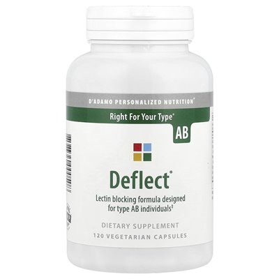D'Adamo, Deflect® AB, Formuła blokowania lektyny, 120 kapsułek wegetariańskich D'Adamo, Deflect® AB, Formuła blokowania lektyny, 120 kapsułek wegetariańskich