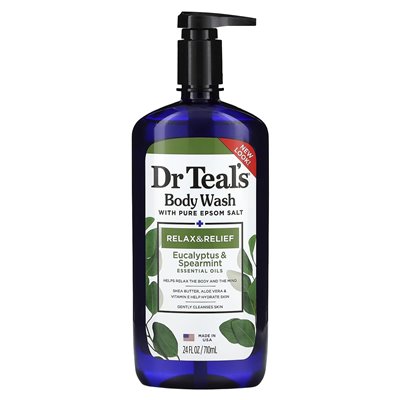 Dr Teal's, Body Wash z czystą solą epsom, eukaliptus i kulmint, 24 Oz (710 ml)