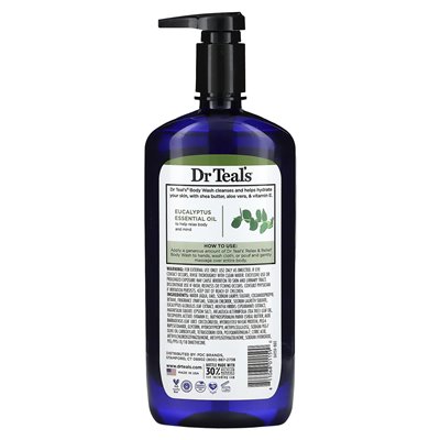Dr Teal's, Body Wash z czystą solą epsom, eukaliptus i kulmint, 24 Oz (710 ml)