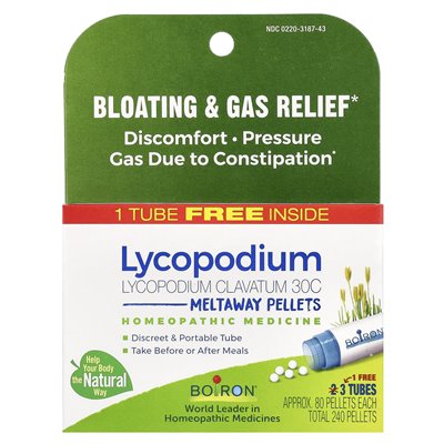 Boiron, Lycopodium, Meltaway Pellets, 30c, 3 rurki, 80 granulków