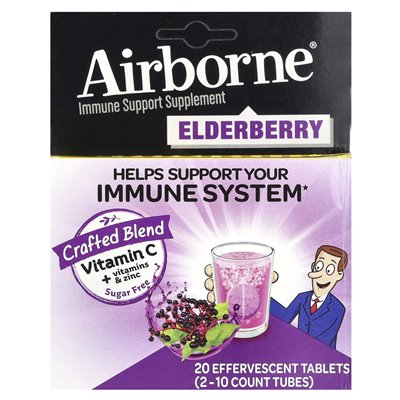 Airborne, suplement wsparcia immunologicznego, bzę, 2 rurki, 10 musujących tabletki