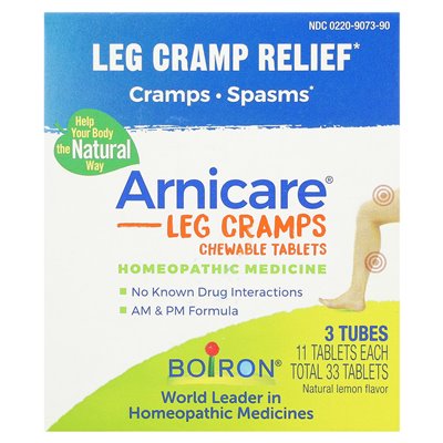 Boiron, Arnicare Leg Cramp Relief, Lemon, 3 Tubes, 11 Chewable Tablets Per Tube Boiron, Arnicare Leg Cramp Relief, Lemon, 3 Tubes, 11 Chewable Tablets Per Tube