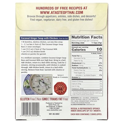 Thai Coconut Ginger Soup Base Flavor, 2.1 oz (60 g) Thai Coconut Ginger Soup Base Flavor, 2.1 oz (60 g)