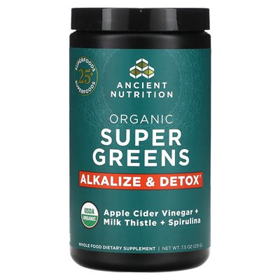 Starożytne odżywianie, organiczne super zielone, Alkalize &amp Detox, 7,5 uncji (213 g)