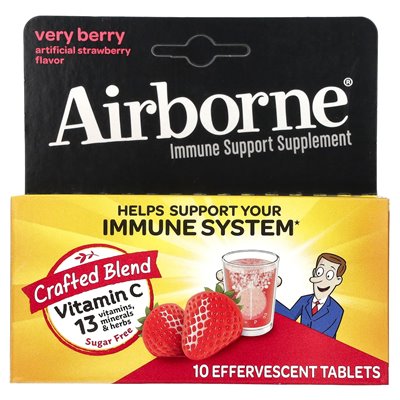 Airborne, Nahrungsergänzungsmittel zur Unterstützung des Immunsystems, Very Berry, 10 Brausetabletten
