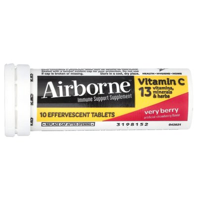 Airborne, Nahrungsergänzungsmittel zur Unterstützung des Immunsystems, Very Berry, 10 Brausetabletten