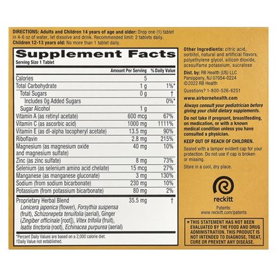Airborne Immune Support Supplement, Orange Zest, 3 Tubes, 10 Effervescent Tablets Each