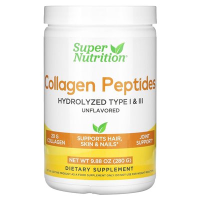 Super Nutrition, peptydy kolagenowe, niezmożone, 9,88 uncji (280 g) Super Nutrition, peptydy kolagenowe, niezmożone, 9,88 uncji (280 g)