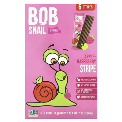 Bob Slail, Streifenfrucht, Apfel-Himbeere, 6 Stück, je 0,49 oz (14 g)