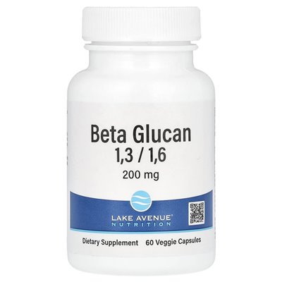 Lake Avenue Nutrition, Beta Glucan 1-3, 1-6, 200 mg, 60 veg capsules
