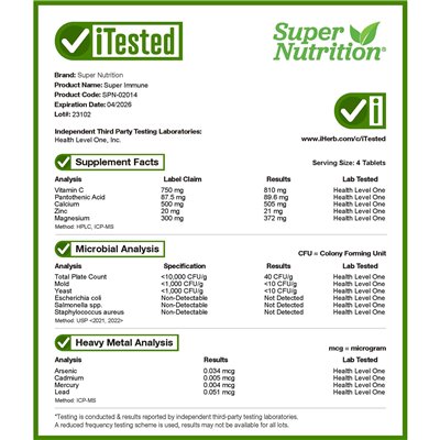 Super Nutrition, Super Immune, wzmacniająca odporność multiwitamina z glutationem, 60 tabletek Super Nutrition, Super Immune, wzmacniająca odporność multiwitamina z glutationem, 60 tabletek
