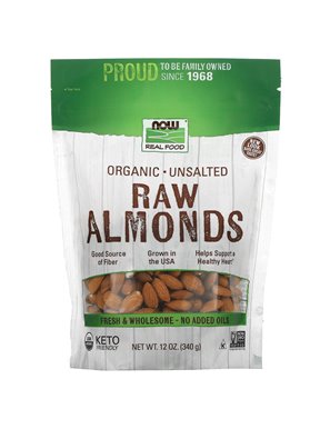 NOW Foods, Real Food, Organic Raw Almonds, Unsalted, 340g