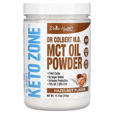 Divine Health, Dr. Colbert's Keto Zone, MCT Oil Powder, Laskonut, 11,11 uncji (315 g)