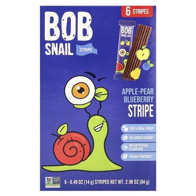 Bob Slail, Streifenfrucht, Apfel-Birne-Blaubeere, 6 Streifen, je 0,49 oz (14 g)