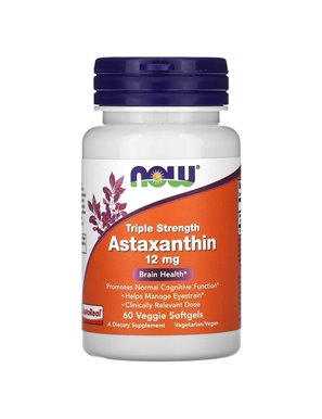 NOW Foods, Astaxanthin dreifach stark, 12 mg, 60 vegetarische Softgel-Kapseln