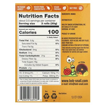 Bob Schnecke, Frucht, Mango, 10 Beutel, je 0,35 oz (10 g)