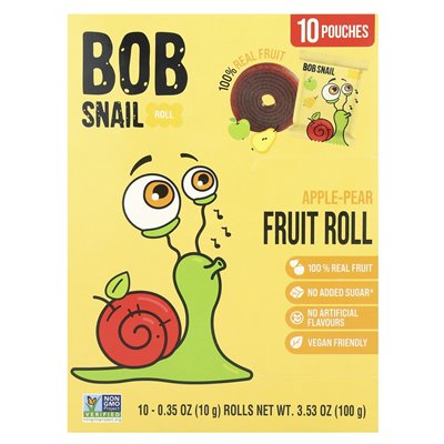 Bob ślimak, bułki owocowe, jabłko, 10 torebek, 0,35 uncji (10 g) każdy