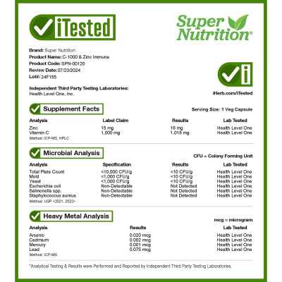 Super Nutrition, C-1000 & Immunity Zinc, 120 vegetarische Kapseln