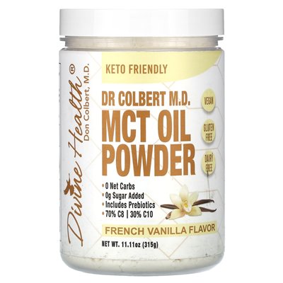 Divine Health, Dr Colbert M.D. MCT Oil Powder, francuska wanilia, 11,11 uncji (315 g) Divine Health, Dr Colbert M.D. MCT Oil Powder, francuska wanilia, 11,11 uncji (315 g)