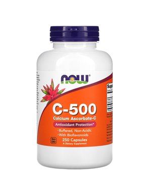 NOW Foods, C-500, Wapń Ascorbate-C, 250 Kapsułek