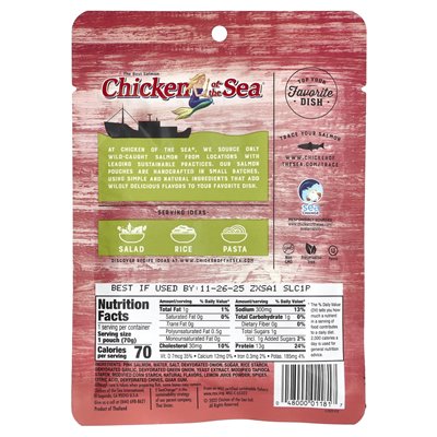 Chicken of the Sea, Wild Alaskan Pink Salmon, Lemon and Peak, 2.5 oz (70 g)